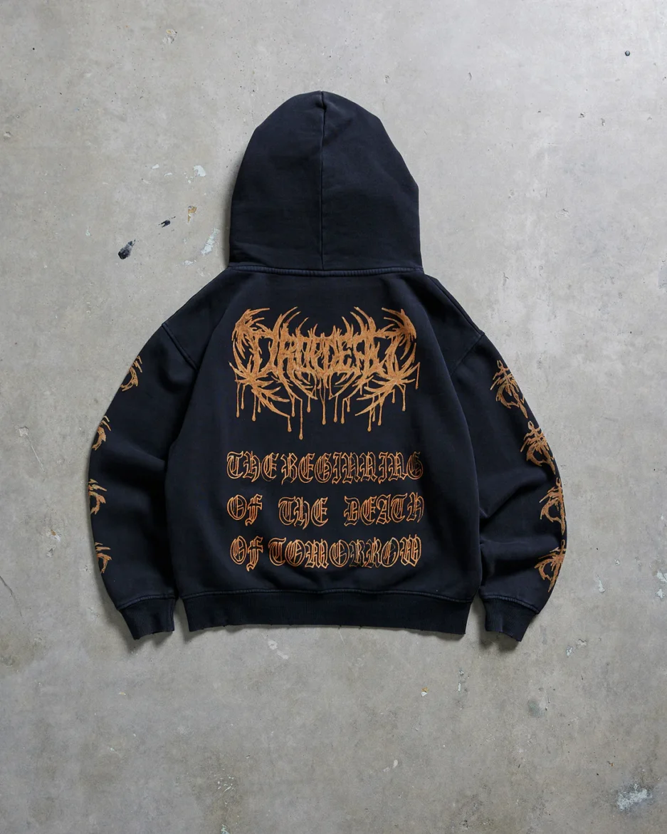 Hollowfication Washed Black Hoodie